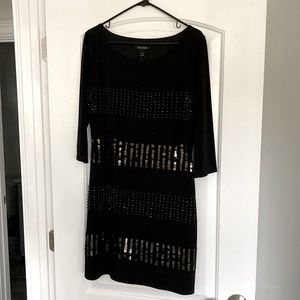 WHBM 3/4 sleeve sparkle black dress